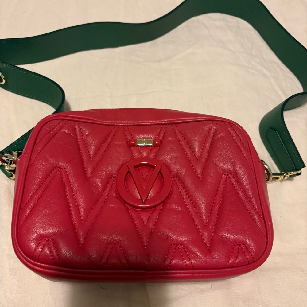Mario Valentino Red and Green Crossbody Bag